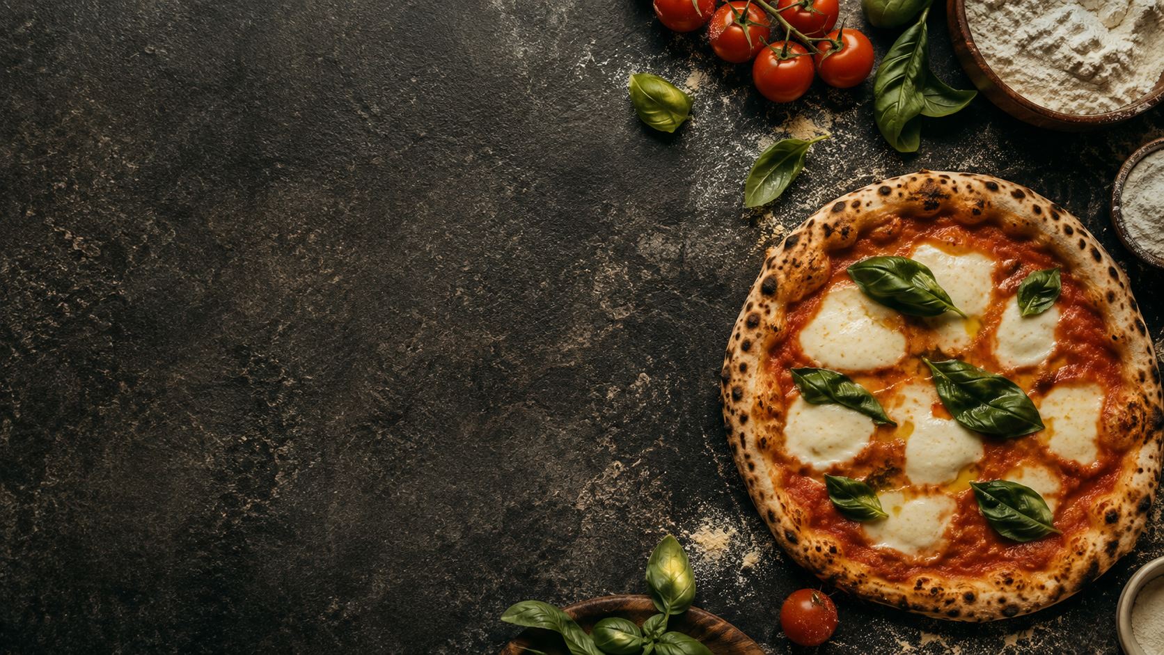 Pizza margherita napolitaine sortant du four