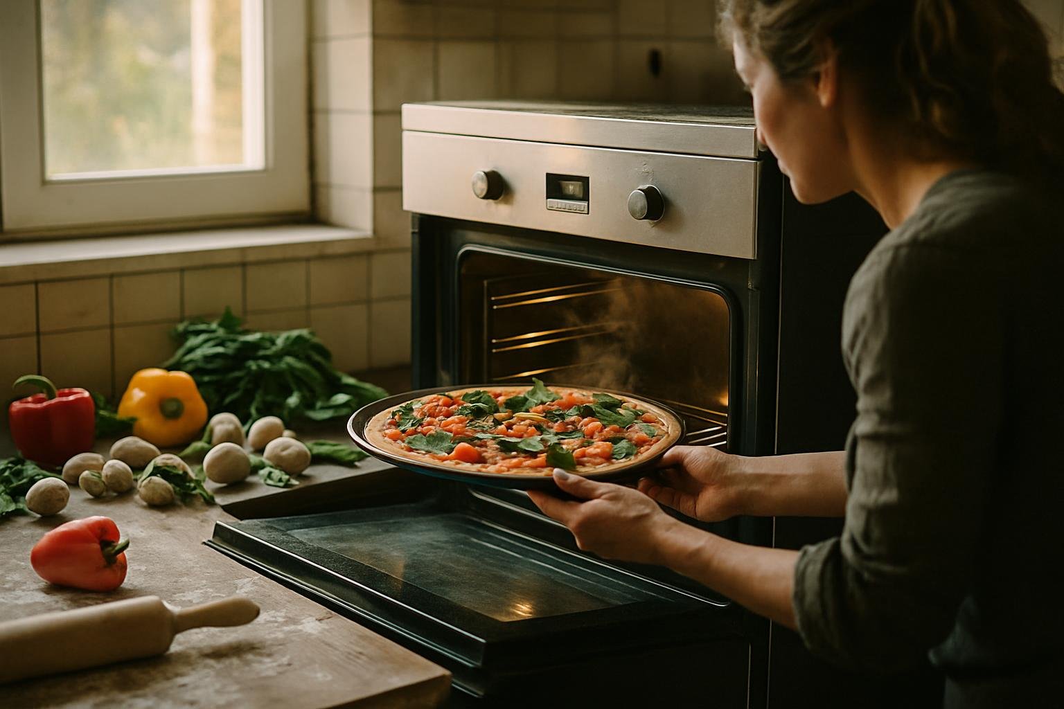 Recette de pizzas végétariennes savoureuses cuites dans un four électrique